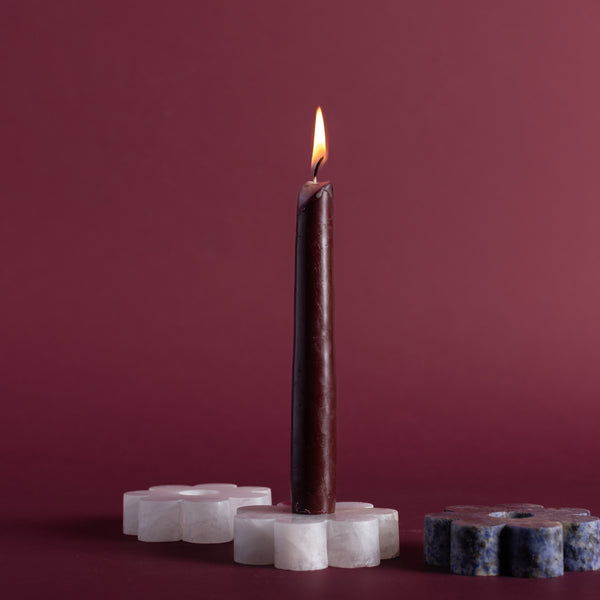 Meridian Candle Holders (Rose Crystal)