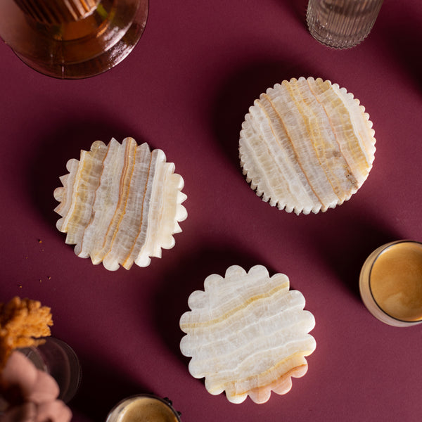 Meridian Minima Coaster - Round, Small (Rainbow Onyx)